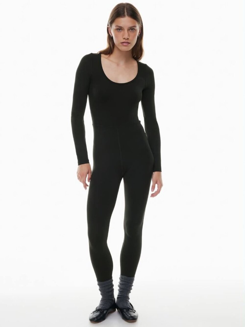 Wilfred Free Maxi Jumpsuit Women's Black Long Sleeve Scoop size Medium